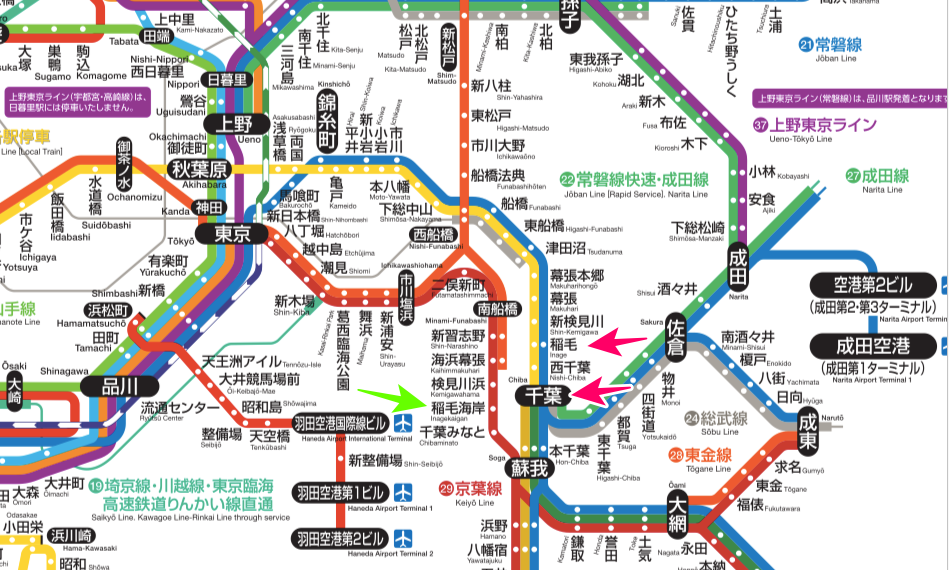 画像東京・千葉近辺のJR路線図